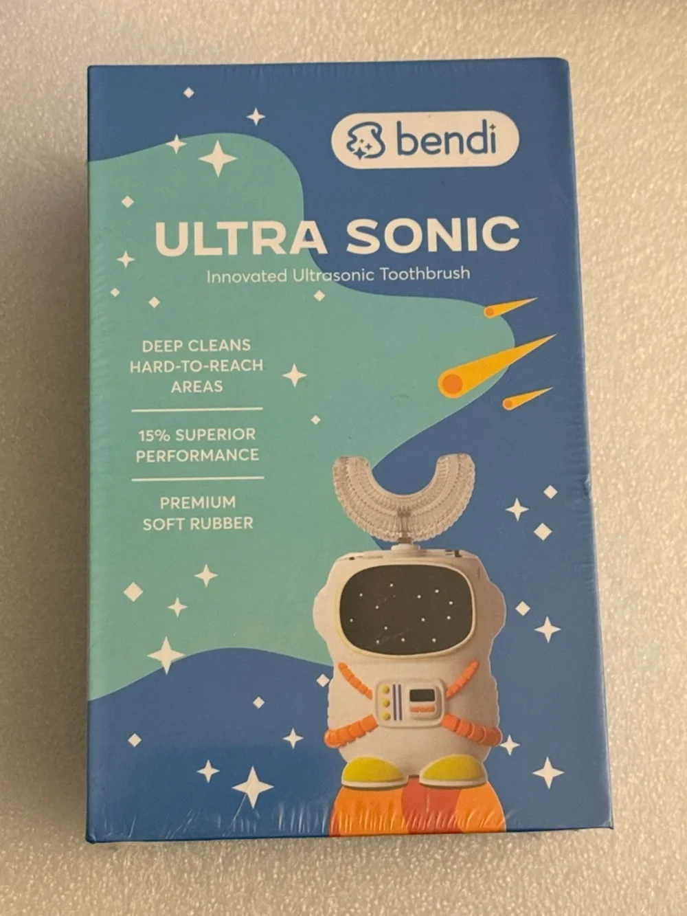 Bendi Kids U-Shaped Electric Toothbrush Astronaut 360° Sonic (Ages 2-7) NEW